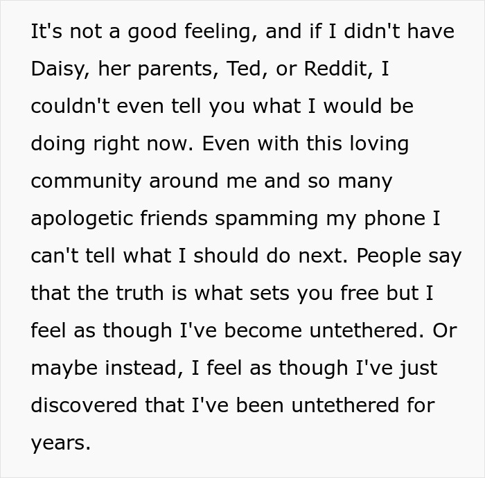 Ex-girlfriend sending receipts about a man playing friends against each other. Text about feeling untethered despite support. Ex-girlfriend sending receipts about a man playing friends against each other. Text about feeling untethered despite support.