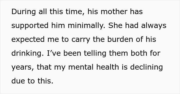 Entitled MIL Refuses To Take In Her Drunk Son, Blames His Ex-Wife For Finally Quitting The Role Entitled MIL Refuses To Take In Her Drunk Son, Blames His Ex-Wife For Finally Quitting The Role