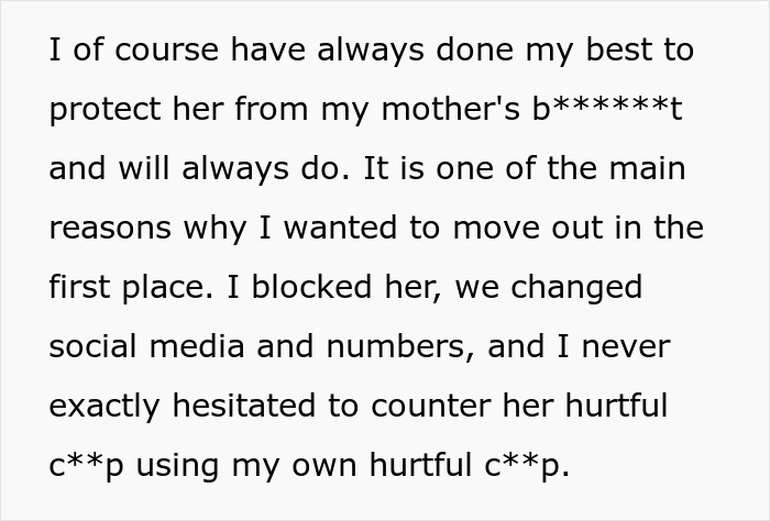 Text detailing efforts to protect a girlfriend from a mother's insults about vitiligo.