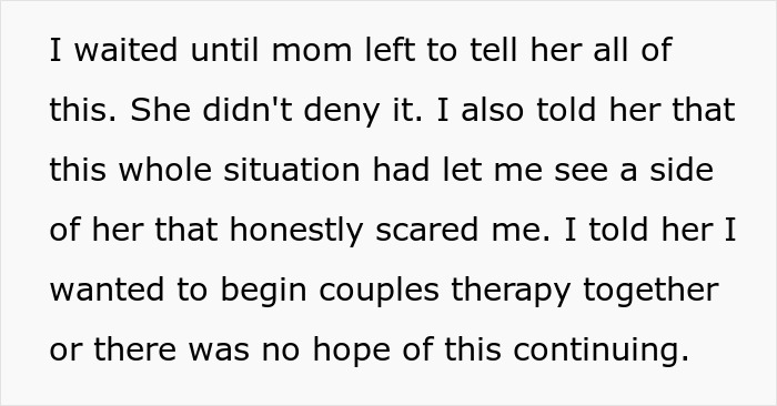 A screenshot of a story about a wife's jealousy, secret police call, and deportation, discussing couples therapy.