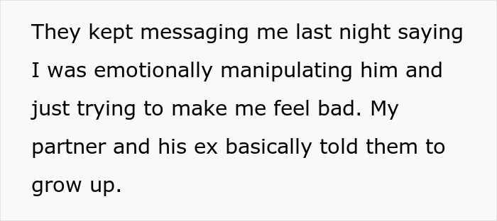 Text about grandma accusing a person of buying their stepson's love with gifts, showing true colors.