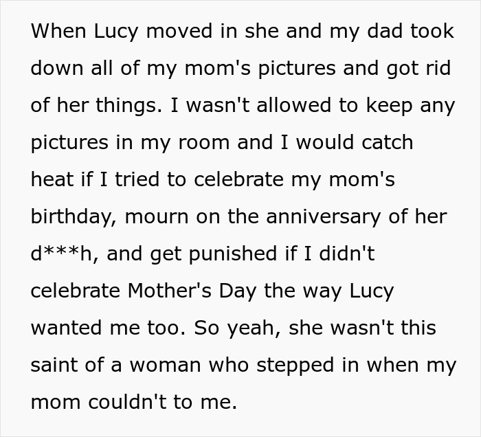 A woman choosing to be adopted by her stepmom and her brother refusing inheritance. A paragraph details issues with the stepmom. A woman choosing to be adopted by her stepmom and her brother refusing inheritance. A paragraph details issues with the stepmom.