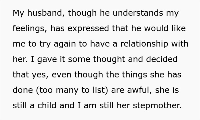 Text snippet: husband's kid drama. Woman prepares to walk away, relationship with her, Stepmother feelings. Text snippet: husband's kid drama. Woman prepares to walk away, relationship with her, Stepmother feelings.