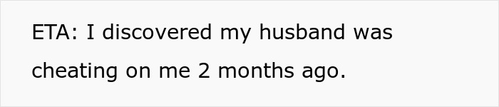 Text revealing the husband's cheating, explaining the horrible miscommunication.