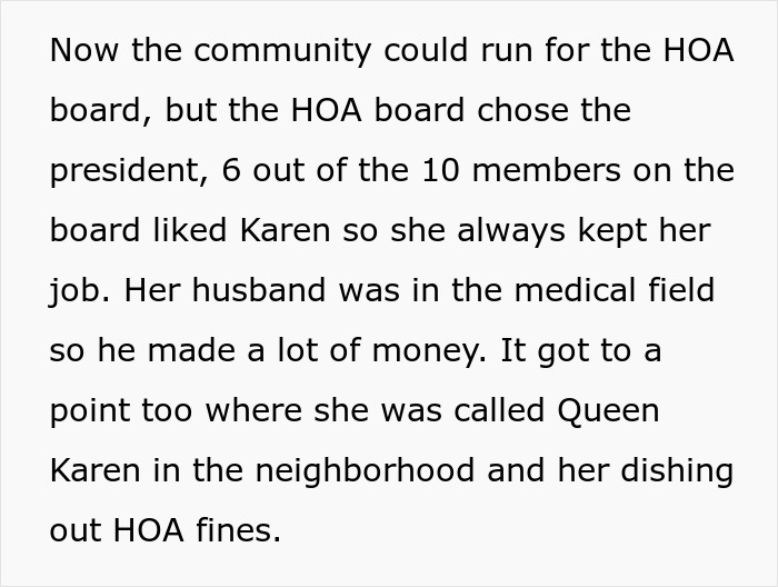 HOA "Queen Karen" Fines Everyone Over Minor Rules, Residents Discover Where Their Extra Dues Went HOA "Queen Karen" Fines Everyone Over Minor Rules, Residents Discover Where Their Extra Dues Went