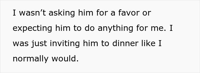 Screenshot of text showing the woman invited her bestie to dinner, but he pulls away after supporting her through divorce. Screenshot of text showing the woman invited her bestie to dinner, but he pulls away after supporting her through divorce.