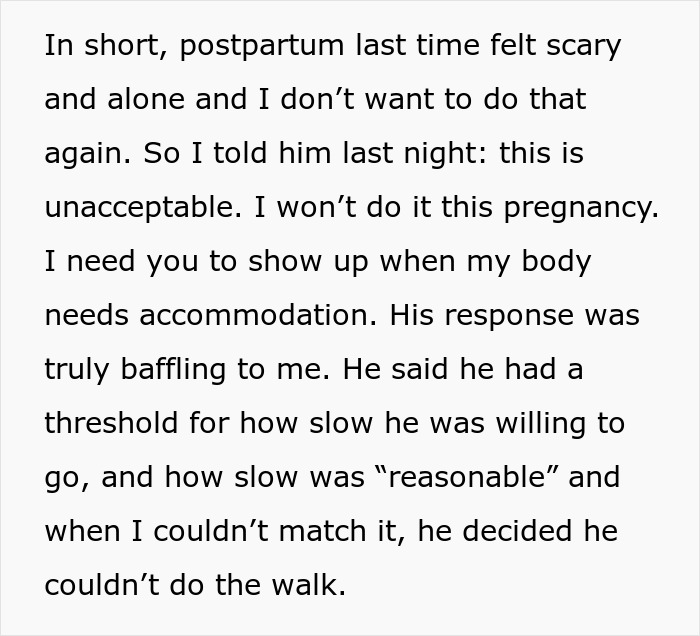 A screenshot of text about a husband left pregnant wife feeling alone and unsupported in the relationship. A screenshot of text about a husband left pregnant wife feeling alone and unsupported in the relationship.