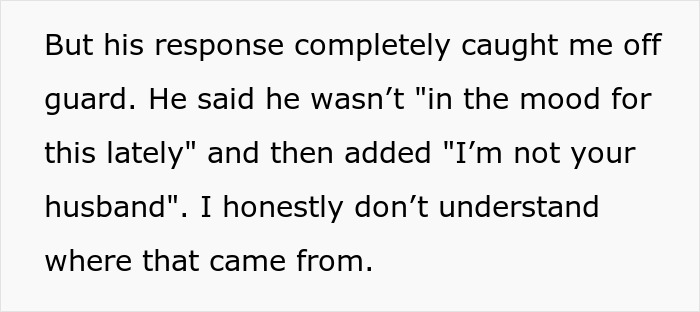 Screenshot of text showing a bestie pulls away after supporting woman through divorce by saying, Im not your husband. Screenshot of text showing a bestie pulls away after supporting woman through divorce by saying, Im not your husband.