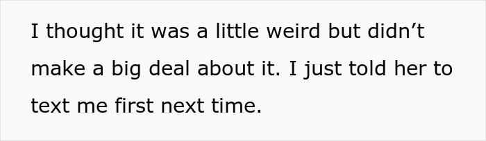 Screenshot of text showing the brother's initial reaction to his sister's personal lounge behavior. Screenshot of text showing the brother's initial reaction to his sister's personal lounge behavior.