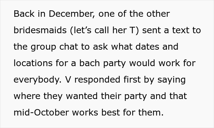 A screenshot of a text describing how a bachelorette date dispute began with hurtful messages. A screenshot of a text describing how a bachelorette date dispute began with hurtful messages.