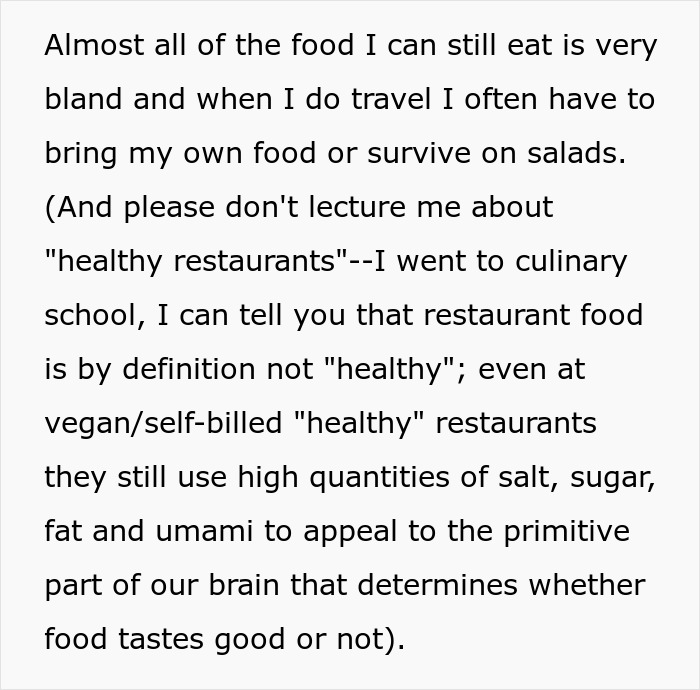A woman discusses the costly price of her kidney donation, now eating bland food and struggling with diet. A woman discusses the costly price of her kidney donation, now eating bland food and struggling with diet.
