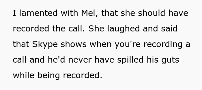Lamenting about not having a secret recording to catch the workplace bully stealing credit. Lamenting about not having a secret recording to catch the workplace bully stealing credit.