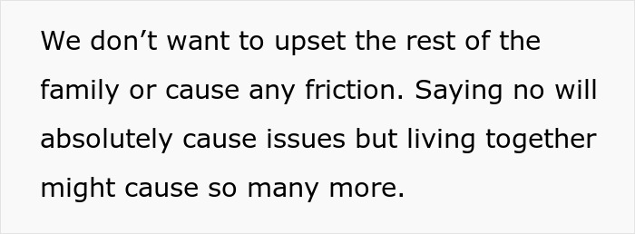 A screenshot of text expressing concerns about upsetting family, causing friction, and creating more issues by housing the niece. A screenshot of text expressing concerns about upsetting family, causing friction, and creating more issues by housing the niece.