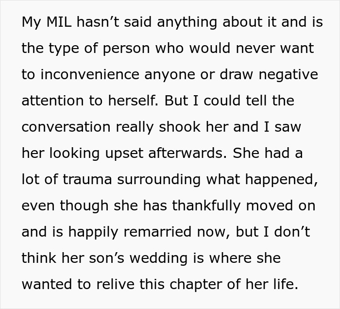 Text detailing how a MIL was upset by an apology for stealing a husband, despite having moved on and remarried happily. Text detailing how a MIL was upset by an apology for stealing a husband, despite having moved on and remarried happily.