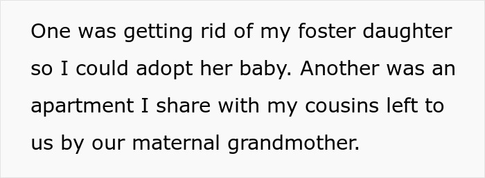 Screenshot about a half-sis taunting a woman over infertility, wanting her to be a great mom to her baby.