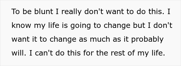 Text from a mom's confession expressing reluctance about the life changes after having a baby with Down syndrome.