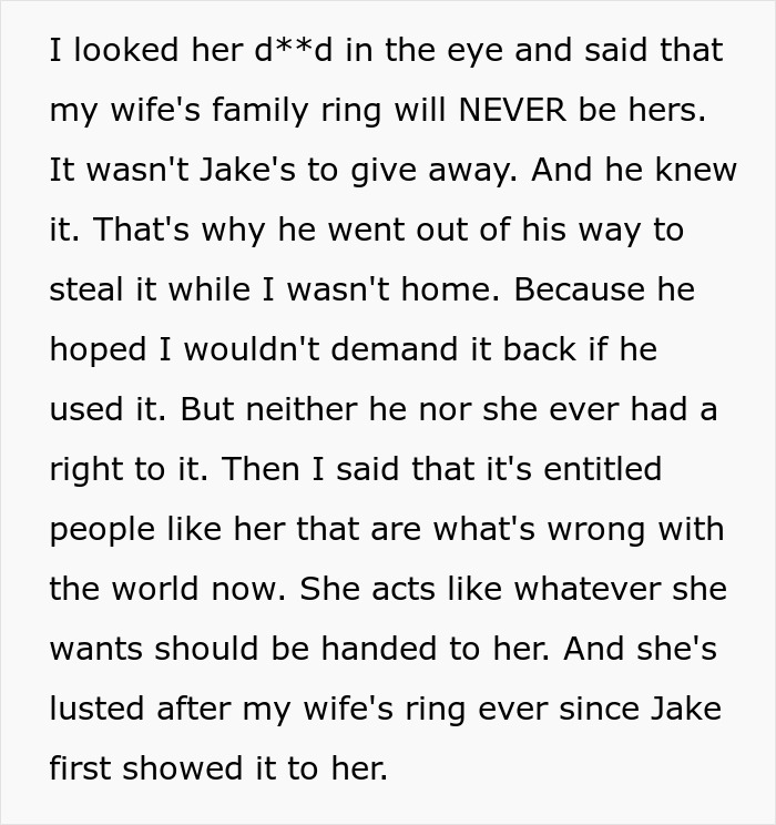Son steals family heirloom to propose, dad accuses him of ruining life, family ring will never be hers. Son steals family heirloom to propose, dad accuses him of ruining life, family ring will never be hers.