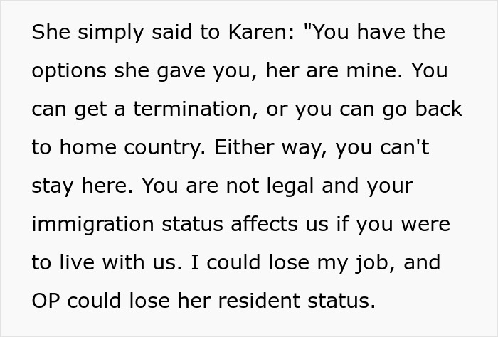 Text about half-sis taunting woman over her infertility, then wanting her to be a great mom to her baby.