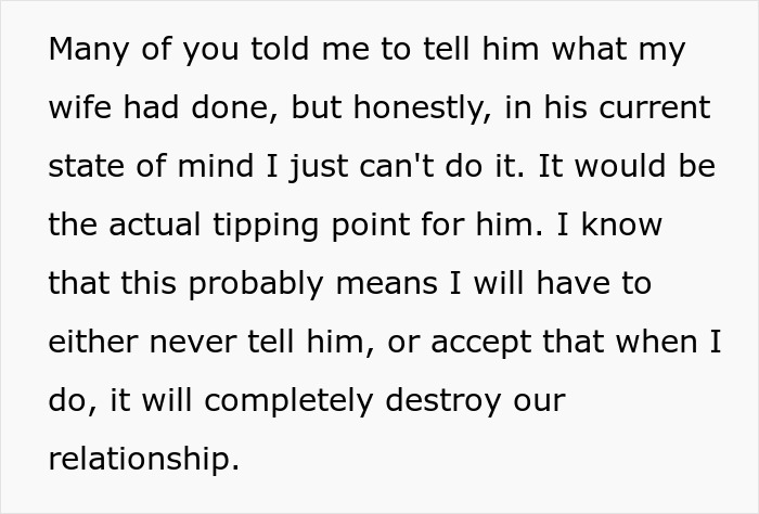Text discussing the difficult decision of revealing a wife's actions after a secret police call and deportation.
