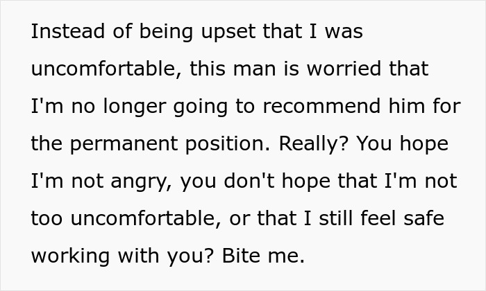 Woman reflects on coworker being worried about recommendation, not her comfort, after misusing number for tech help.