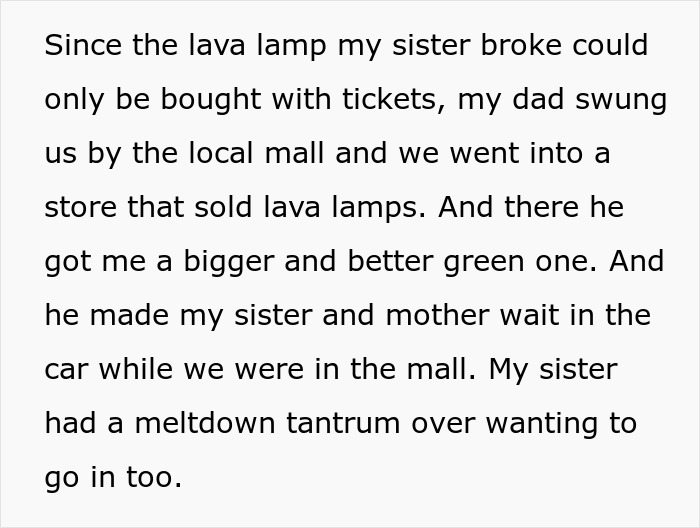 Brother's nightmare: Dad buys brother a new lava lamp while spoiled sister and enabling mom wait in the car. Brother's nightmare: Dad buys brother a new lava lamp while spoiled sister and enabling mom wait in the car.