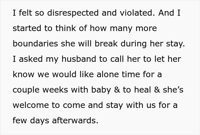 MIL Wants 20 Days With Newborn, Pregnant DIL Says Her Recovery Comes First And Cancels The Visit MIL Wants 20 Days With Newborn, Pregnant DIL Says Her Recovery Comes First And Cancels The Visit