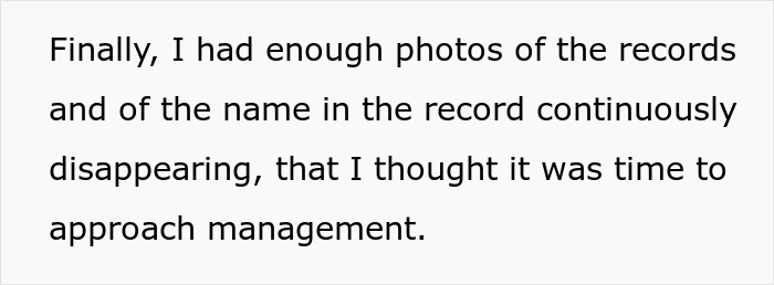 Cashier compiled photos of disappearing theft records and names to approach management with evidence. Cashier compiled photos of disappearing theft records and names to approach management with evidence.
