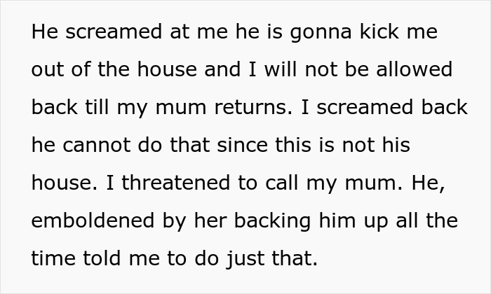 Son threatened by mom's new boyfriend over entitled rules. Son threatened by mom's new boyfriend over entitled rules.