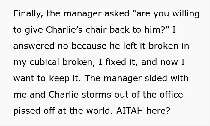 Worker Swaps Chairs Behind Colleague’s Back As His One Is Broken, Wants It Back After Getting Fixed Worker Swaps Chairs Behind Colleague’s Back As His One Is Broken, Wants It Back After Getting Fixed