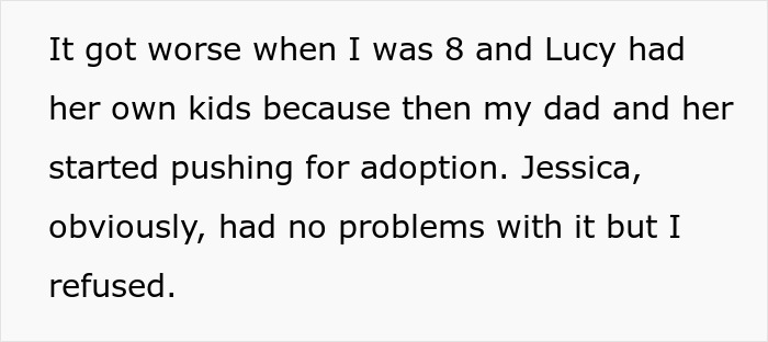 Text about a woman choosing to be adopted by her stepmom and the brother refusing inheritance. Text about a woman choosing to be adopted by her stepmom and the brother refusing inheritance.
