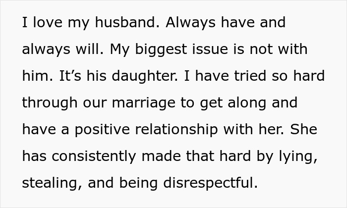 Text describing a woman's struggle with her husband's kid, highlighting the drama caused by lying and disrespect. Text describing a woman's struggle with her husband's kid, highlighting the drama caused by lying and disrespect.