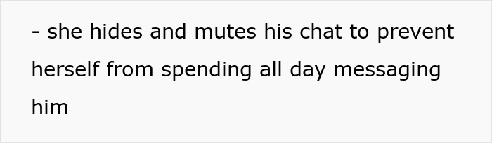 Wife's secret conversations: Screenshot showing text about her hiding and muting chats to avoid messaging him all day. Wife's secret conversations: Screenshot showing text about her hiding and muting chats to avoid messaging him all day.