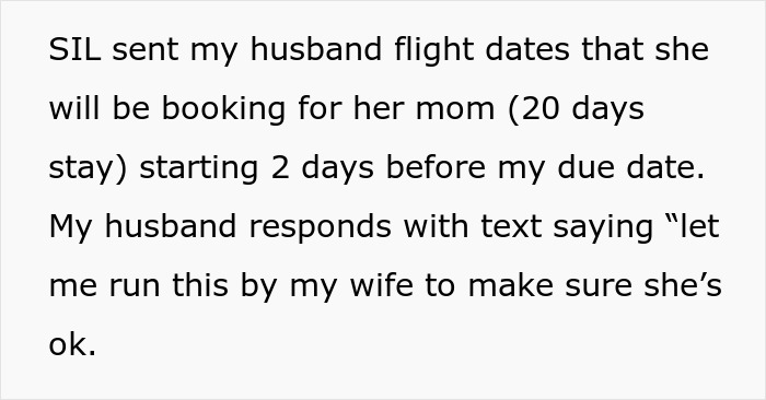 MIL Wants 20 Days With Newborn, Pregnant DIL Says Her Recovery Comes First And Cancels The Visit MIL Wants 20 Days With Newborn, Pregnant DIL Says Her Recovery Comes First And Cancels The Visit