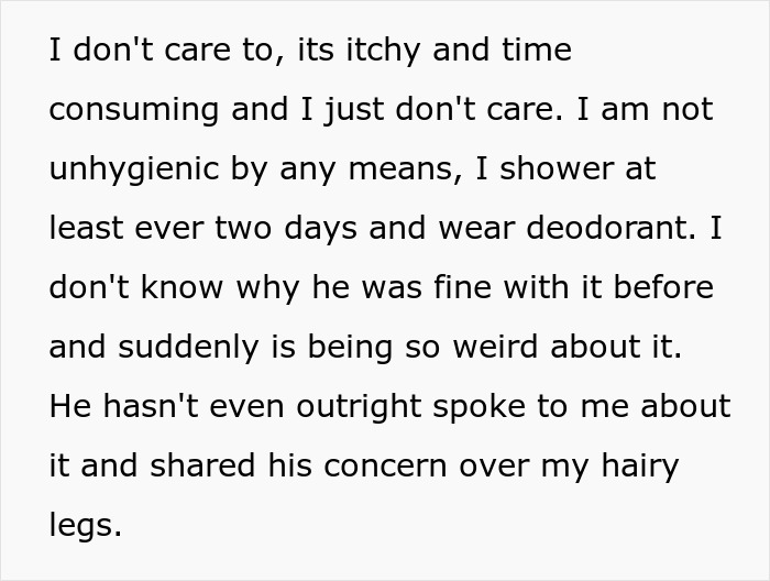 Woman Loses Rose-Tinted Glasses For BF After He Mocks Her Leg Hair Due To His Friends' Comments Woman Loses Rose-Tinted Glasses For BF After He Mocks Her Leg Hair Due To His Friends' Comments