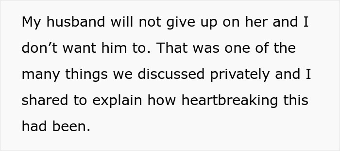 Text box explaining husband's refusal to give up on his kid despite drama. Text box explaining husband's refusal to give up on his kid despite drama.