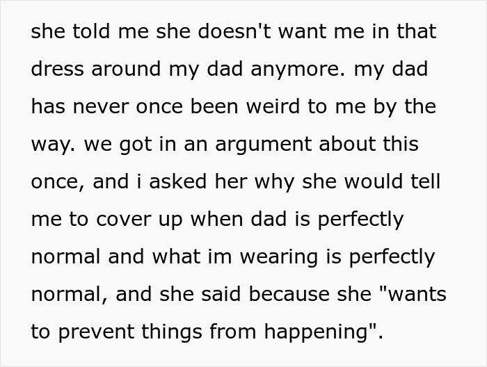 Text about a paranoid mom ruining her daughter's father-daughter bond over a dress. Text about a paranoid mom ruining her daughter's father-daughter bond over a dress.