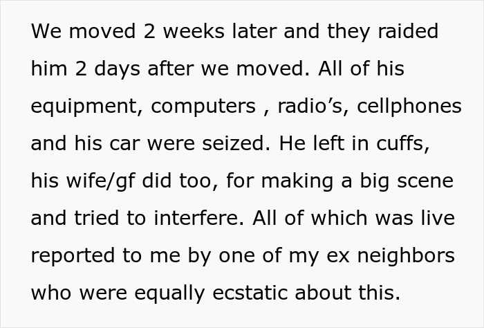 Text describing how new parents used an illegal antenna against their rude neighbor who blasted radio nightly, resulting in his arrest. Text describing how new parents used an illegal antenna against their rude neighbor who blasted radio nightly, resulting in his arrest.