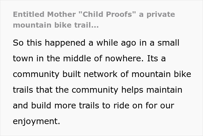 “Karen” Blocks Private Bike Trail Like She Owns The Place, Changes Tune When Actual Owner Appears “Karen” Blocks Private Bike Trail Like She Owns The Place, Changes Tune When Actual Owner Appears