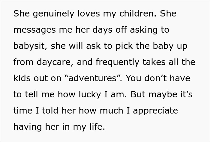 A woman detailing how her best friend helps with her children, contrasting with the in-laws tantrum. A woman detailing how her best friend helps with her children, contrasting with the in-laws tantrum.