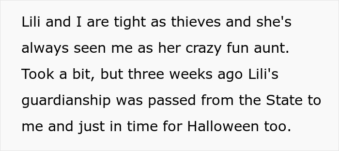 Text about a half-sister being granted guardianship of a baby, after taunts about infertility