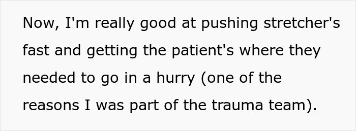 ER nurse runs over Karen's foot, saving patient. A nurse on the trauma team efficiently pushes a stretcher to save a patient. ER nurse runs over Karen's foot, saving patient. A nurse on the trauma team efficiently pushes a stretcher to save a patient.