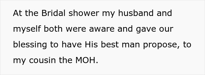 Text outlining the blessing for a best man to propose to the bride's deaf cousin. Text outlining the blessing for a best man to propose to the bride's deaf cousin.