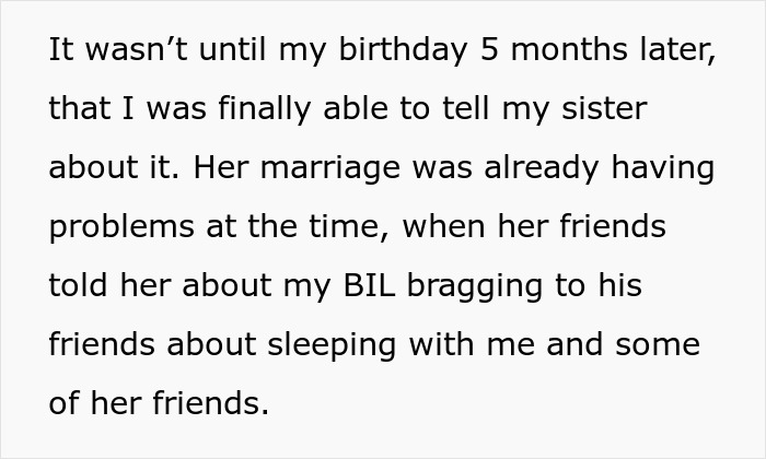 Text snippet: woman tells her sister about her toxic BIL's actions. Text snippet: woman tells her sister about her toxic BIL's actions.