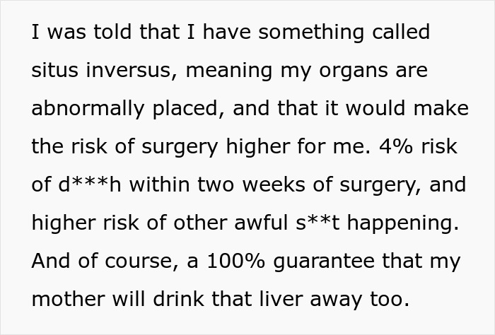Alcoholic Mom Treats 28YO Daughter Like She's Disposable, Demands Her Liver After Ruining Her Own Alcoholic Mom Treats 28YO Daughter Like She's Disposable, Demands Her Liver After Ruining Her Own