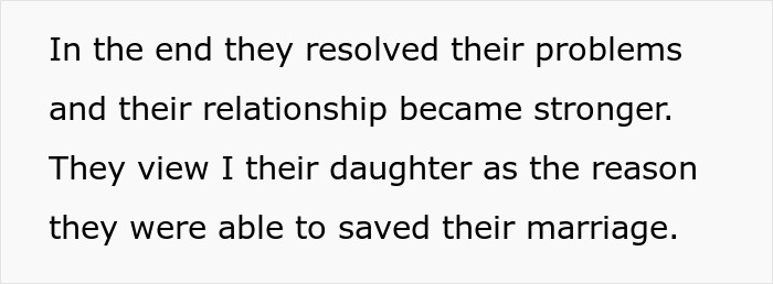 Text about parents resolving their problems and the SIL's role in saving their marriage before the wedding. Text about parents resolving their problems and the SIL's role in saving their marriage before the wedding.