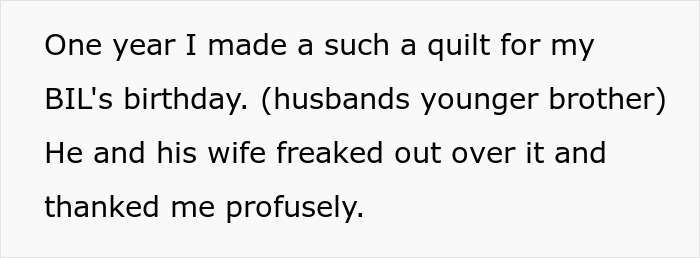 Woman Is On A Mission To Gift Her Family Hand-Made Quilts To Fulfill Her Petty Revenge Against MIL Woman Is On A Mission To Gift Her Family Hand-Made Quilts To Fulfill Her Petty Revenge Against MIL