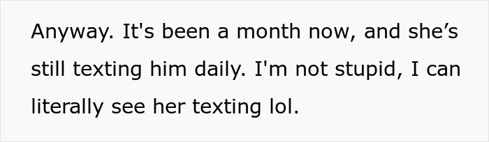 Man finds wife's secret conversations, noting she is still texting daily despite efforts to save their relationship. Man finds wife's secret conversations, noting she is still texting daily despite efforts to save their relationship.
