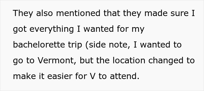 Text detailing a bachelorette date dispute, friendship ending, and changed trip location. Text detailing a bachelorette date dispute, friendship ending, and changed trip location.
