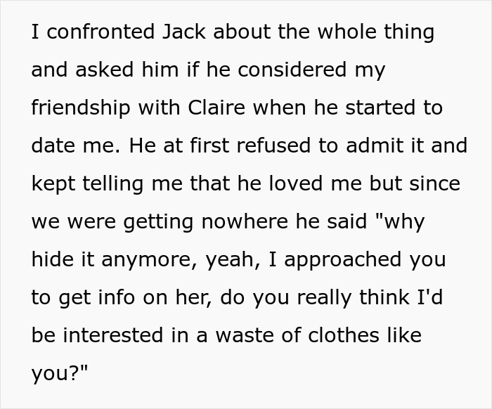 Screenshot of text revealing the BF's confession about approaching for information, exposing dark secrets. Screenshot of text revealing the BF's confession about approaching for information, exposing dark secrets.