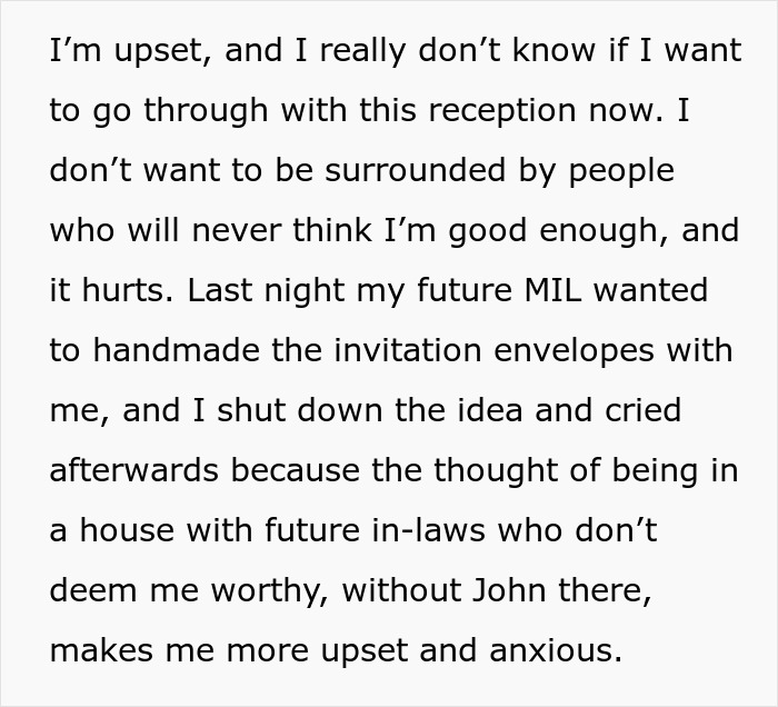 A Christian woman questions proceeding with her wedding reception due to upsetting marriage advice from in-laws. A Christian woman questions proceeding with her wedding reception due to upsetting marriage advice from in-laws.